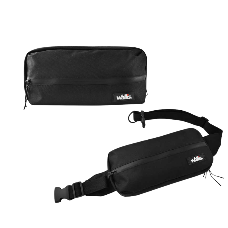 Cangurera c/compartimientos, correa ajustable, 27x13x6 cm, negro