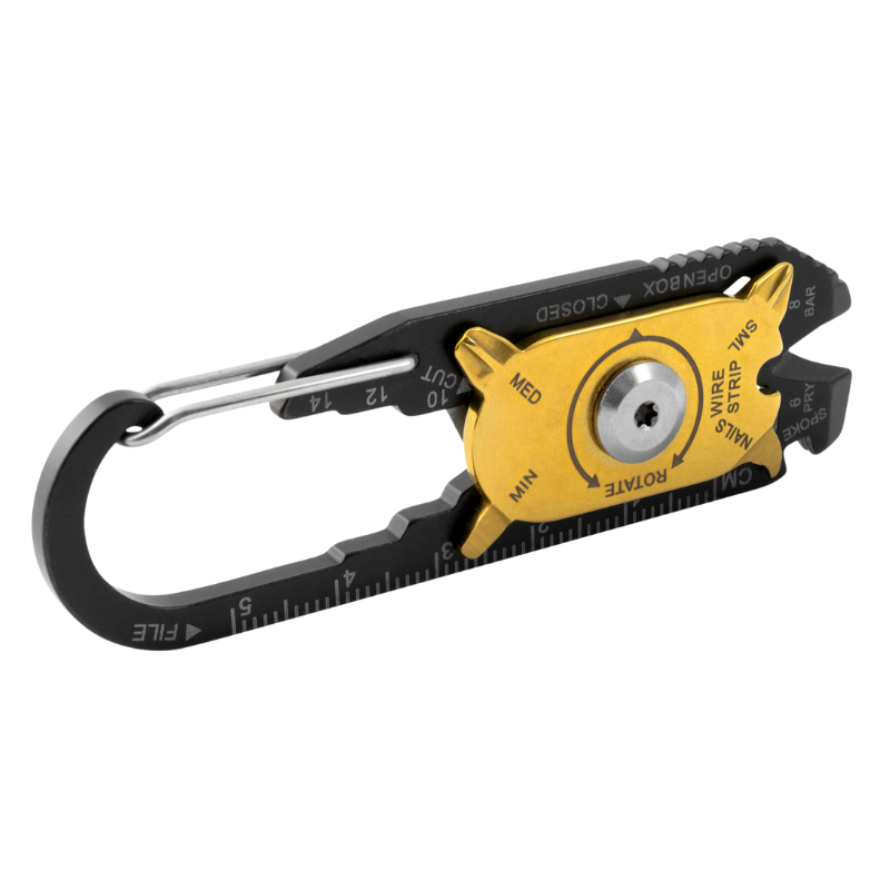 Multiherramienta con mosquetón, de acero inoxidable 2CR13 SS / 45 HRC