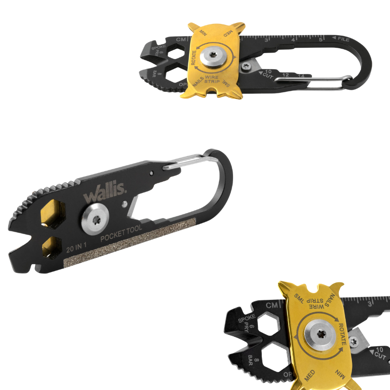 Multiherramienta con mosquetón, de acero inoxidable 2CR13 SS / 45 HRC
