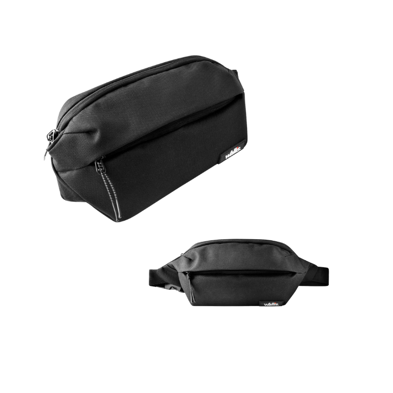 Cangurera c/compartimientos, correa ajustable, 24/36x11x6 cm, negro (protección RFID)