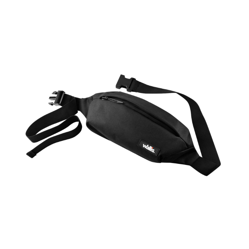 Cangurera c/compartimientos, correa ajustable, 24/36x11x6 cm, negro (protección RFID)