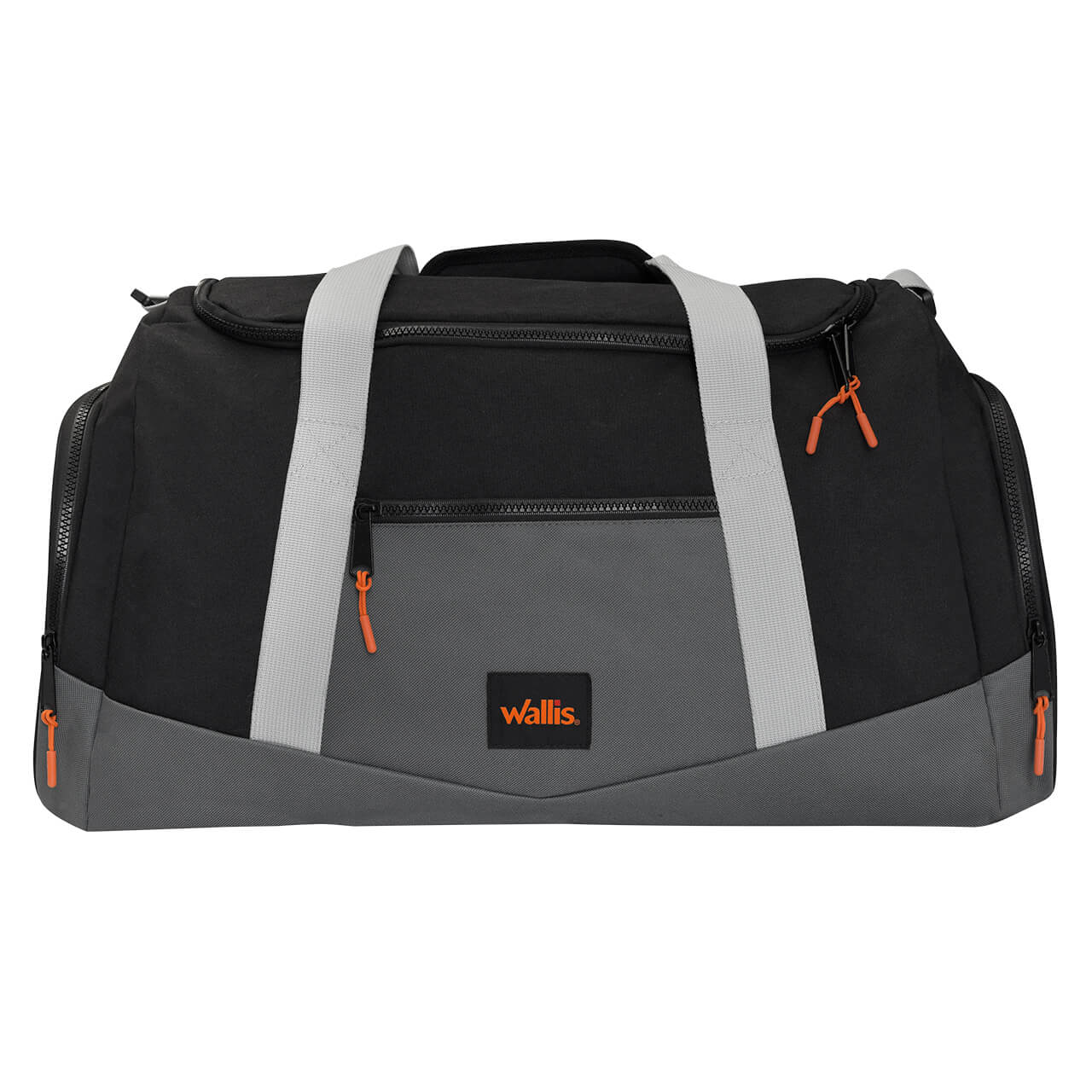 Maleta deportiva y viaje 35 L, semi impermeable, poliéster 600D, 59x33x28 cm, negro/gris
