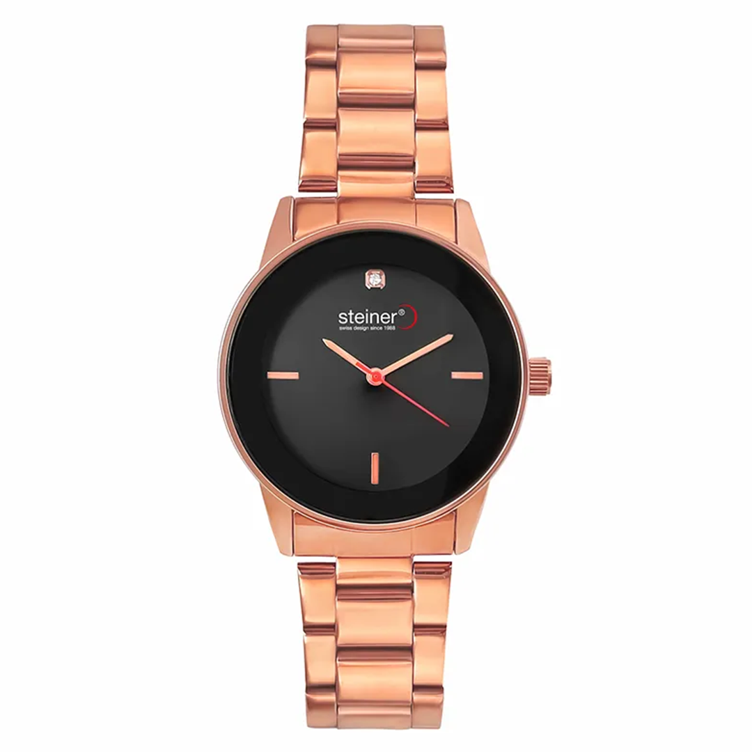 Reloj Ana Dama Negro, Rosa,Ext Ace Inox,3