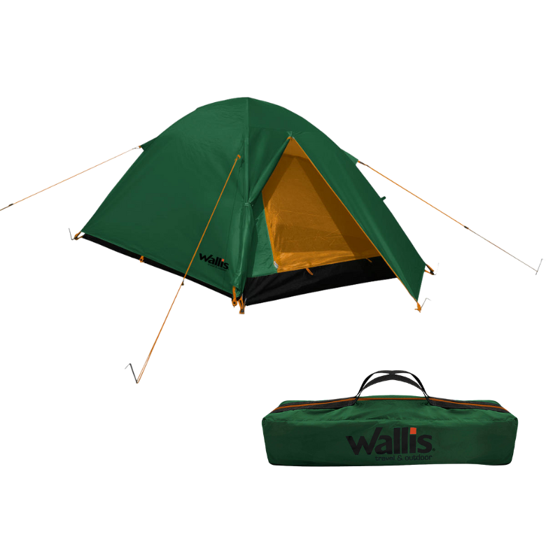 Tienda de campaña DOME 3, 2000 MM, 3 personas,  180x120x210+50 cm, verde con naranja