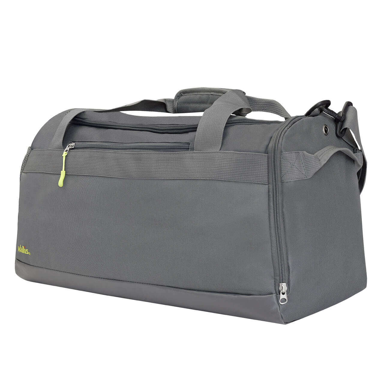Maleta deportiva y viaje 46L, semi impermeable, poliéster 600D, 61x31x36 cm, gris
